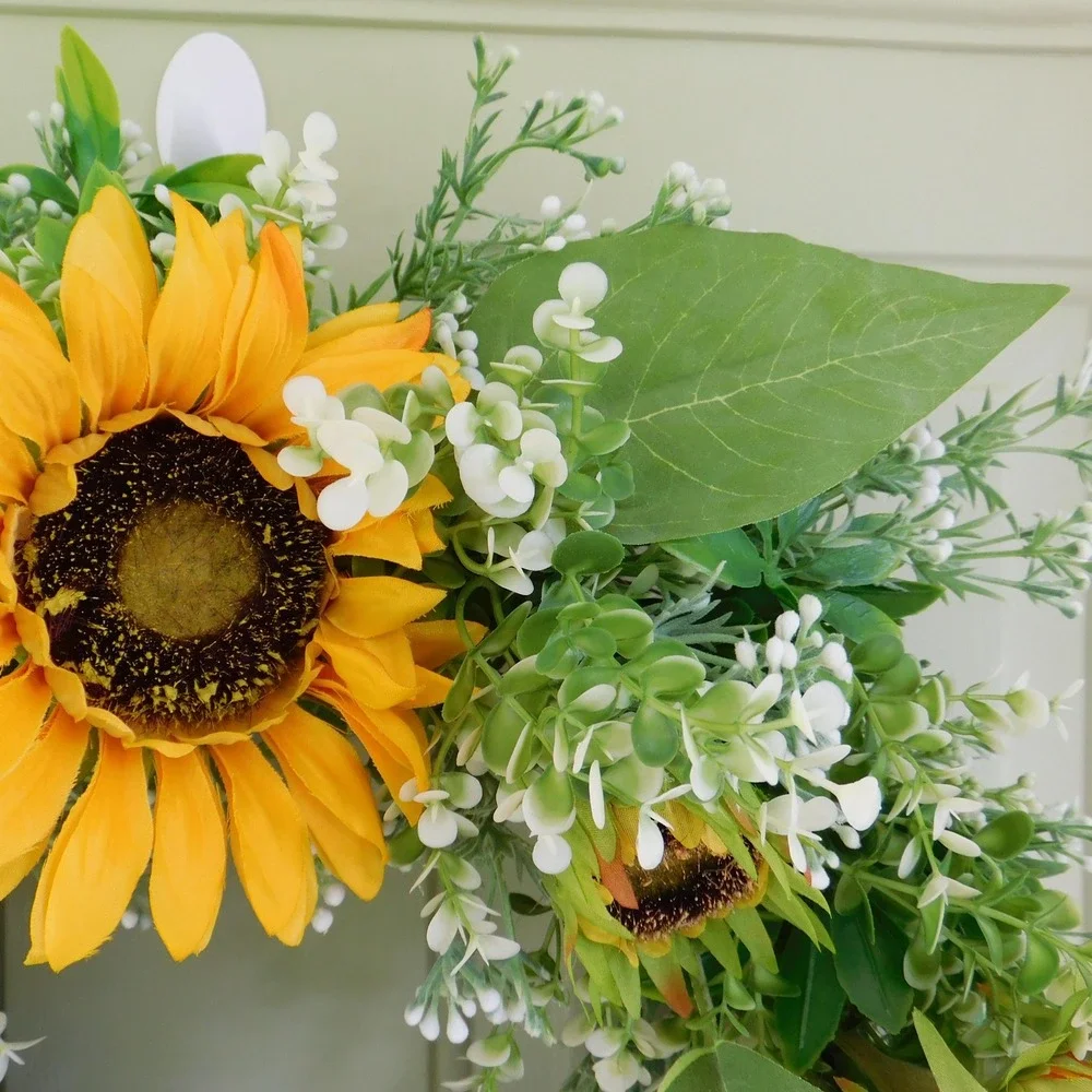 Sunflower Wreath for Front Door, Late Summer and Fall, Bright Vibrant Decor